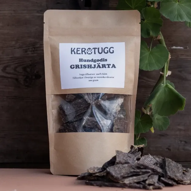 Hundgodis grishjärta. Återförslutningsbar påse.