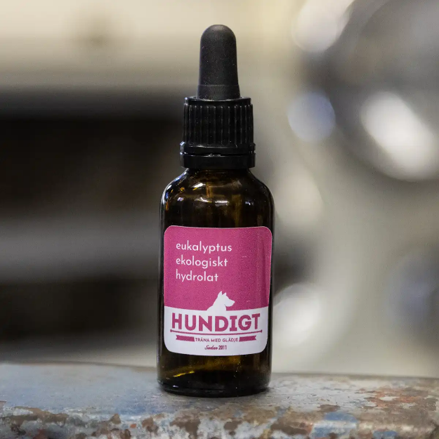 Ekologisk hydrolat eukalyptus till nosework i 30 ml brun flaska med pipett.
