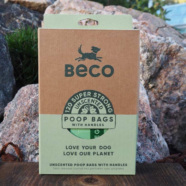 270 bajspåsar från Beco med handtag. Ljusgrön färg.