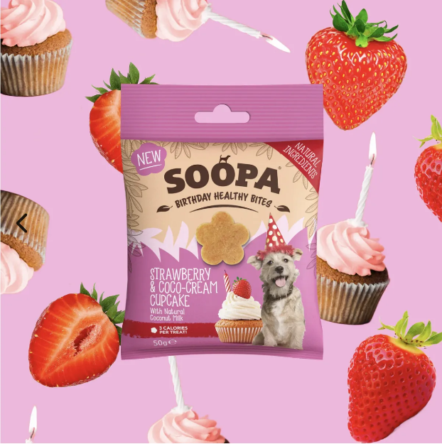 Bild på Strawberry & Coco-Cream Cupcake  - Soopa Bites veganskt hundgodis